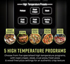 Tower T17141 Elite Pizza Oven with 5 High Temperature Programs, 15 Cooking Functions, Turbo Crisper, 18L, 2000W, Grey & Chrome