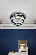 Crystal Double-Layer Round LED Ceiling Light Cool White