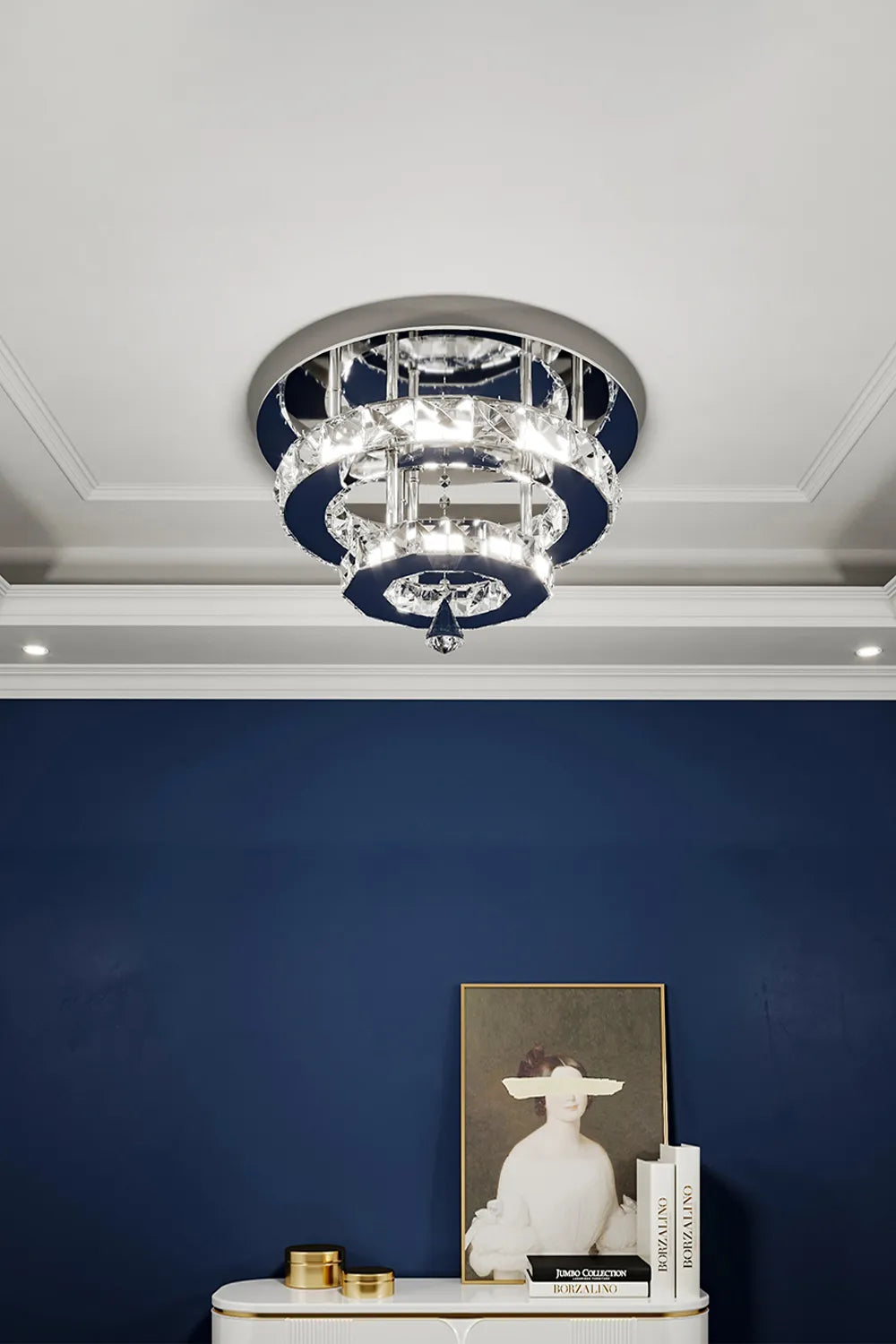 Crystal Double-Layer Round LED Ceiling Light Cool White