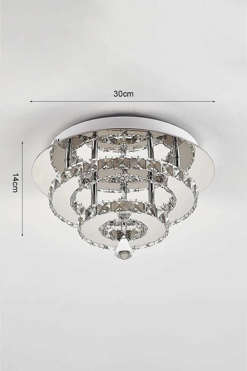 Crystal Double-Layer Round LED Ceiling Light Cool White