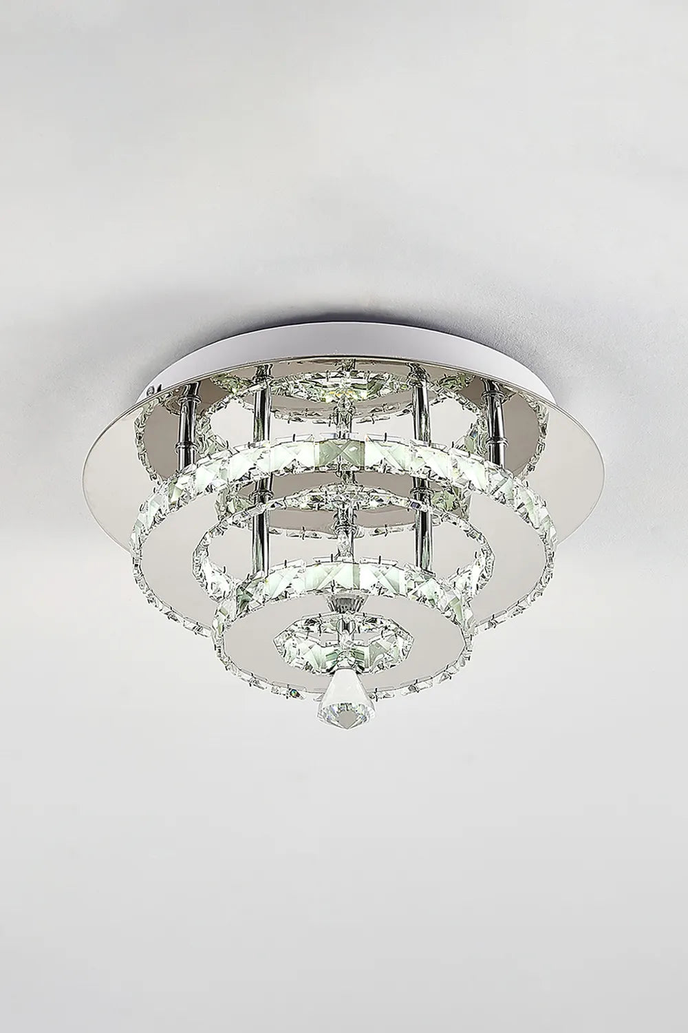 Crystal Double-Layer Round LED Ceiling Light Cool White