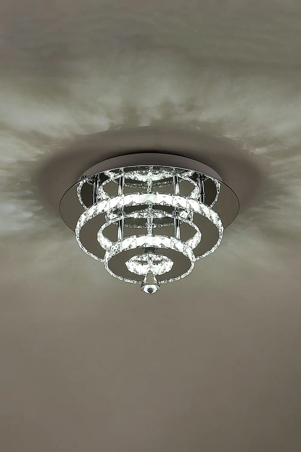 Crystal Double-Layer Round LED Ceiling Light Cool White