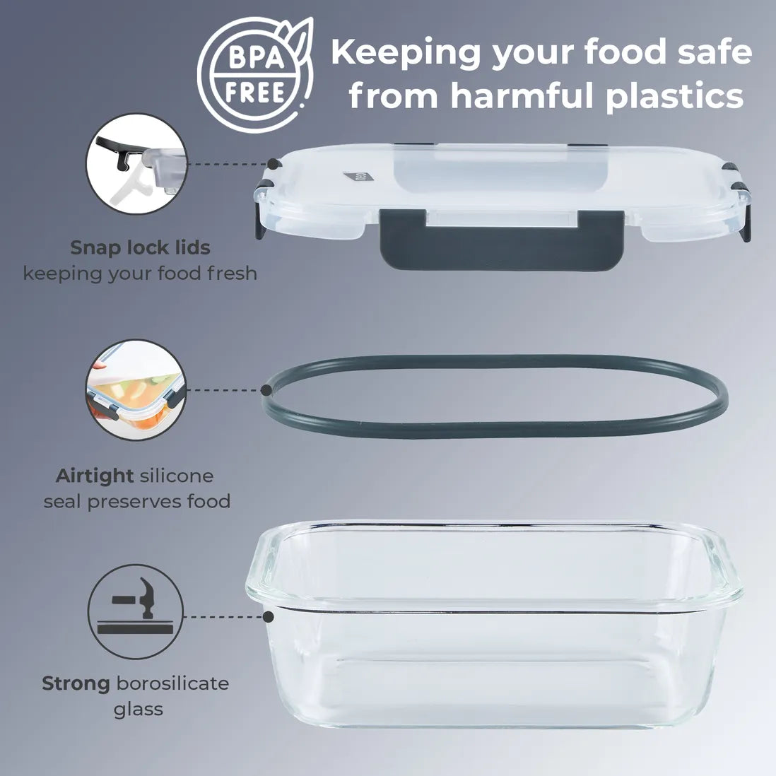 10 Glass Containers & 10 Lids Food Storage Set – 10 Piece