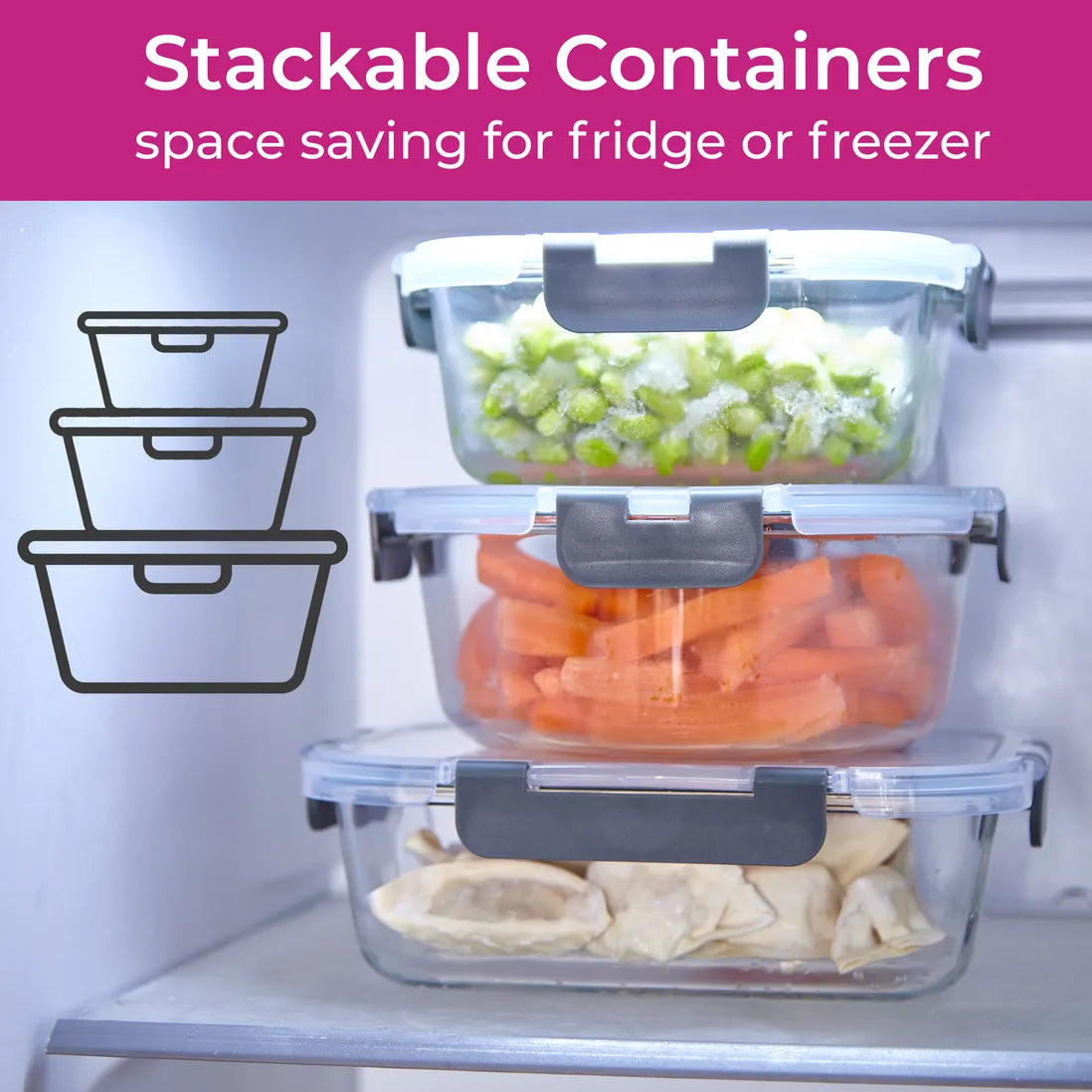 10 Glass Containers & 10 Lids Food Storage Set – 10 Piece