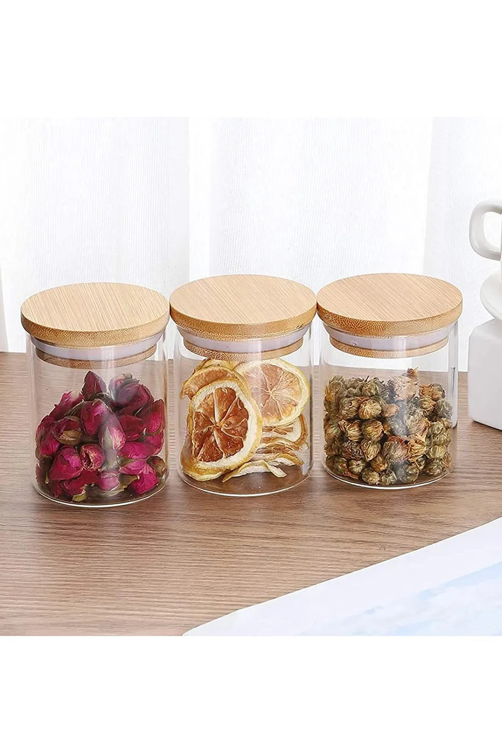 12Pcs Glass Airtight Storage Jar Spice Canisters Set with Bamboo Sealed Lids
