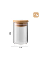 12Pcs Glass Airtight Storage Jar Spice Canisters Set with Bamboo Sealed Lids