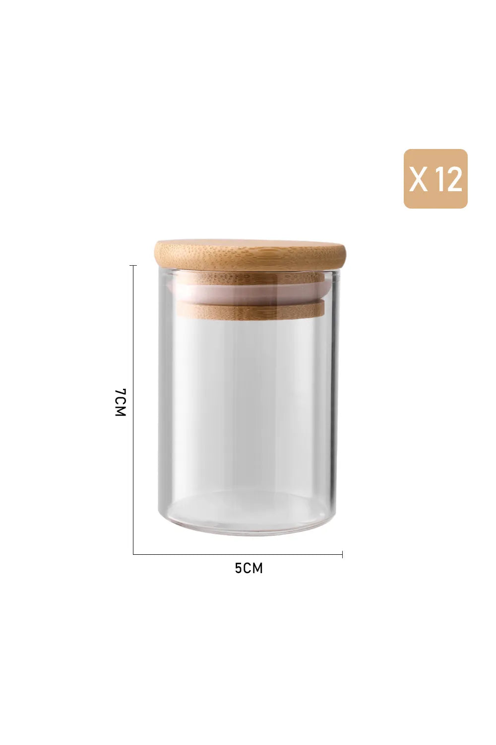 12Pcs Glass Airtight Storage Jar Spice Canisters Set with Bamboo Sealed Lids