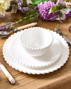 Set of 12 Four Person Auvergne Beaded White Dinnerware Set