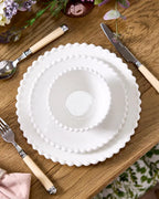 Set of 12 Four Person Auvergne Beaded White Dinnerware Set