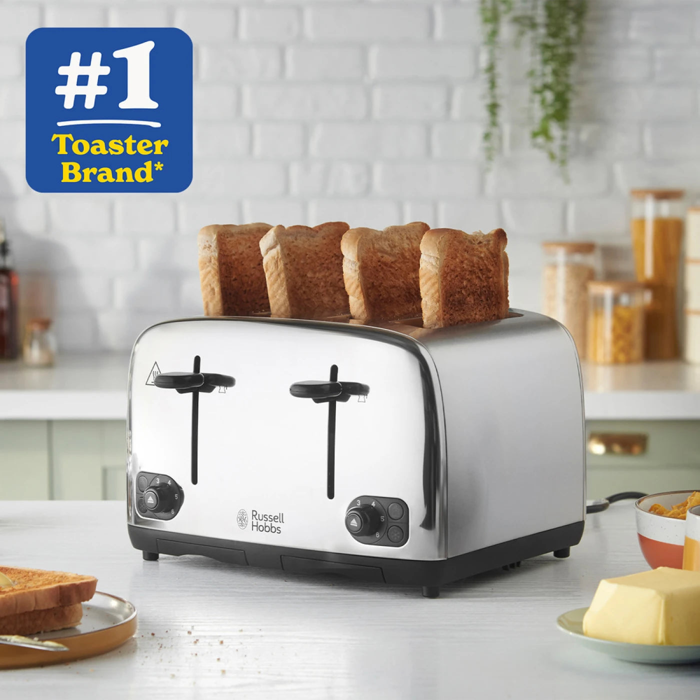 Russell Hobbs Classics 4 slice - Brushed/Polished, Stylish - 24090