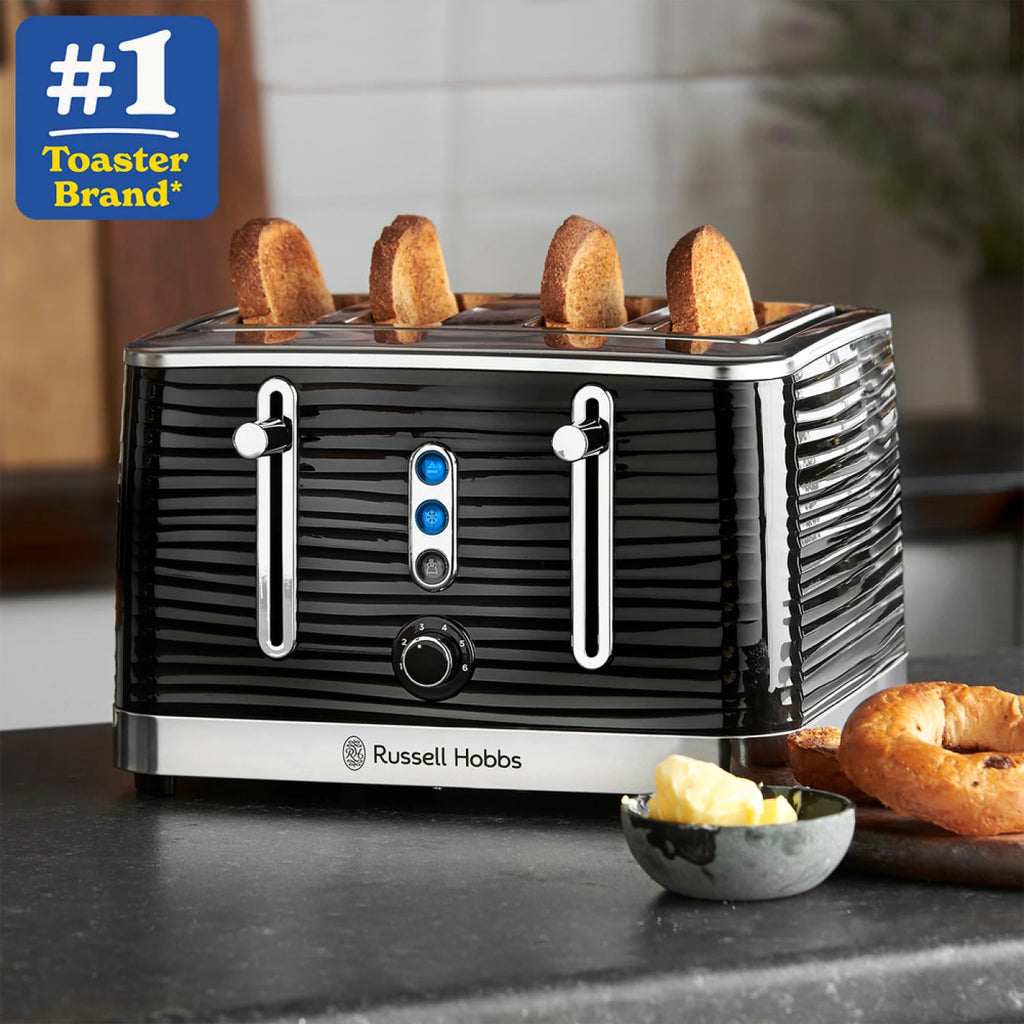 Russell Hobbs Inspire 4 slice, Black, Fast Heat Up, Stylish - 24381