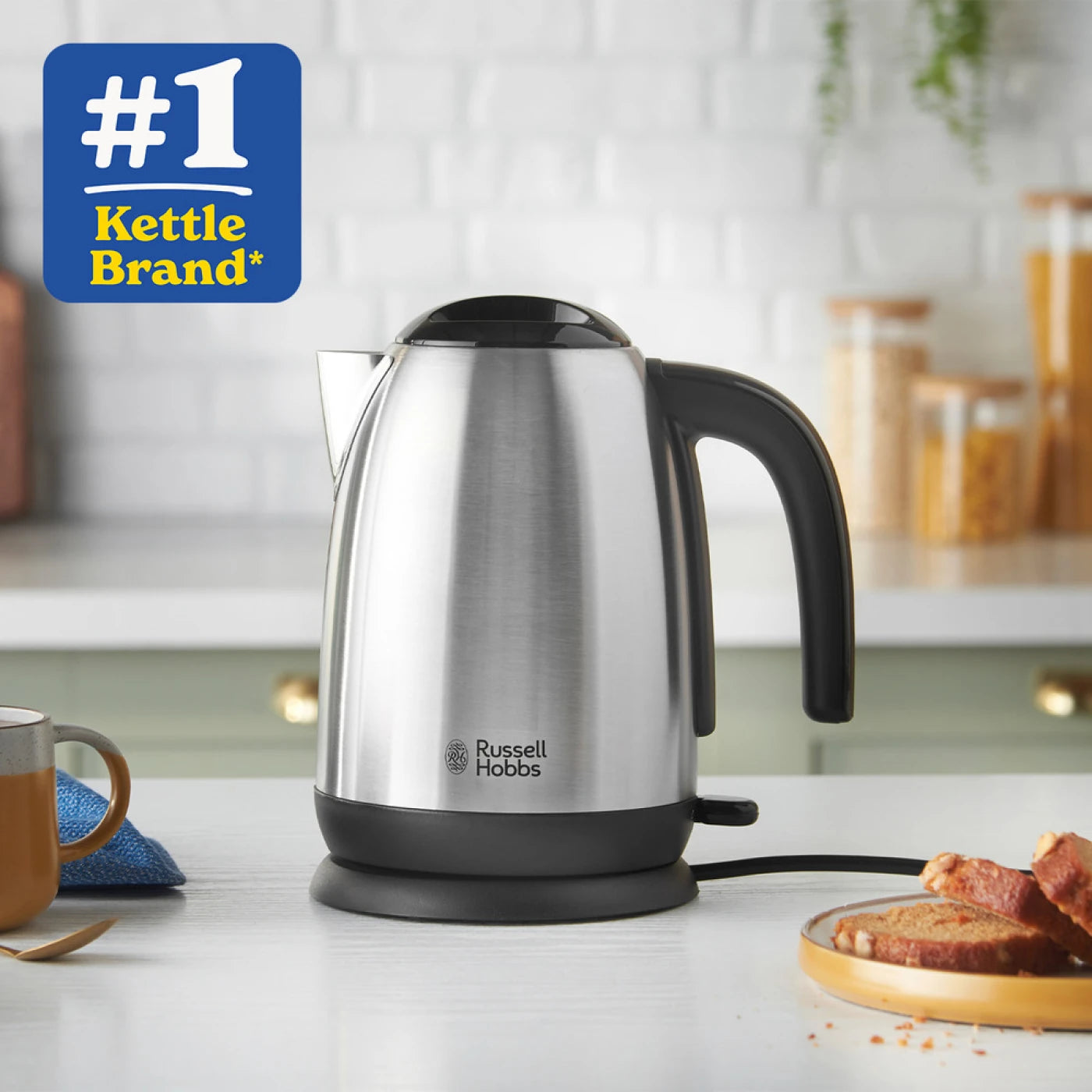 Russell Hobbs Classics Kettle - Brushed, Compact, Fast Heat Up, Stylish - 23910
