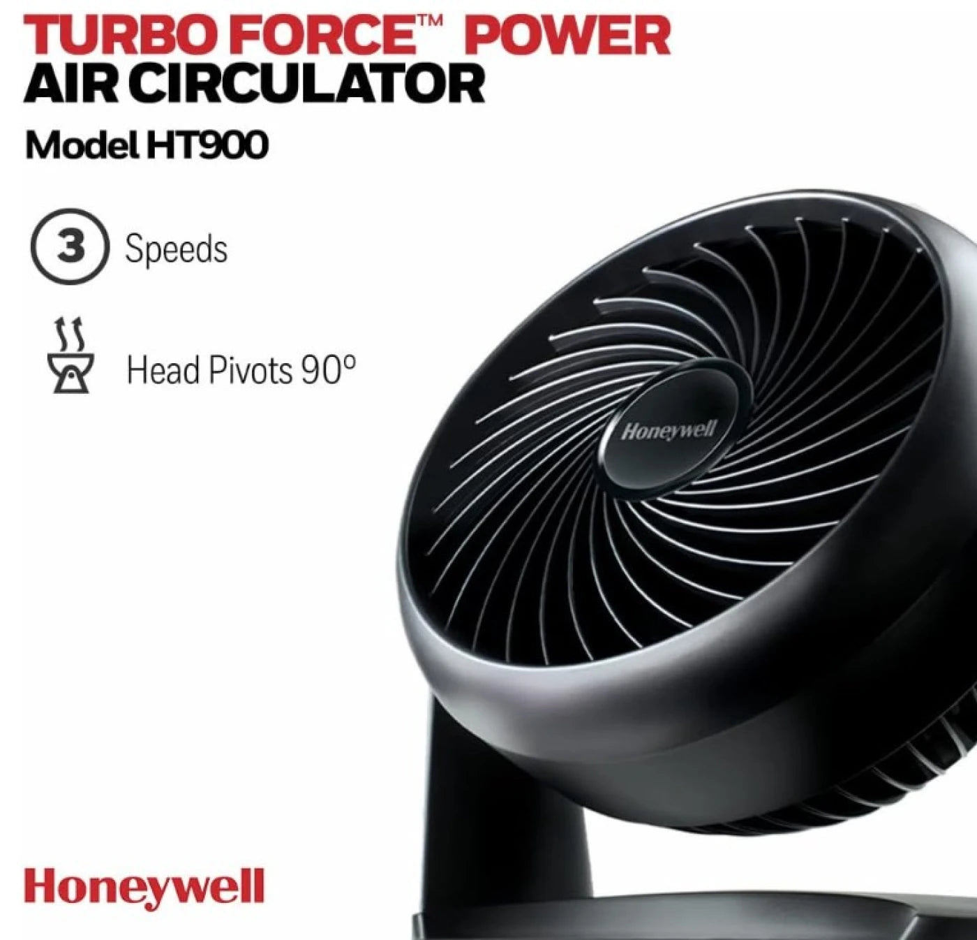 Honeywell Turbo Force Power Fan, (Quiet Operation Cooling, 90° Variable Tilt, 3 Speed Settings, Wall Mount Feature, Table Fan)