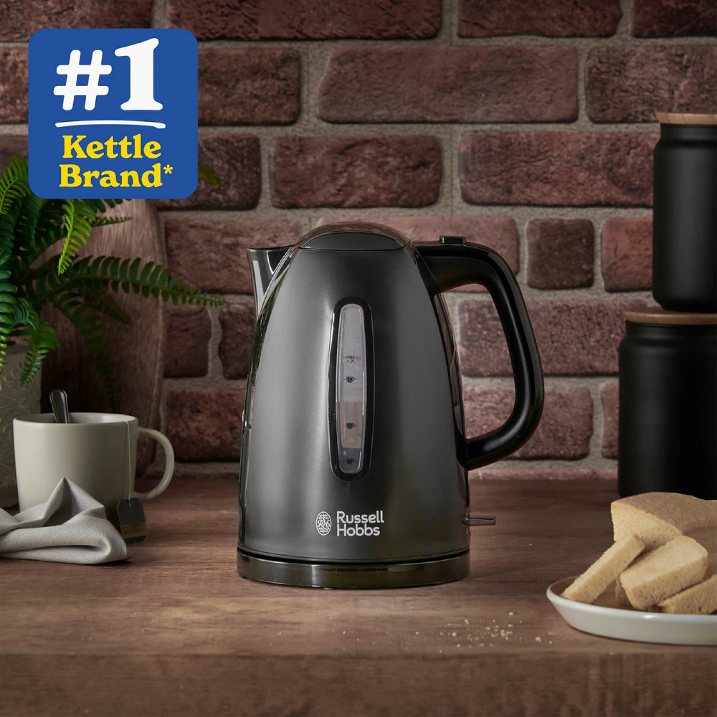 Russell Hobbs Textures Kettle, Black, Fast Heat Up, Stylish