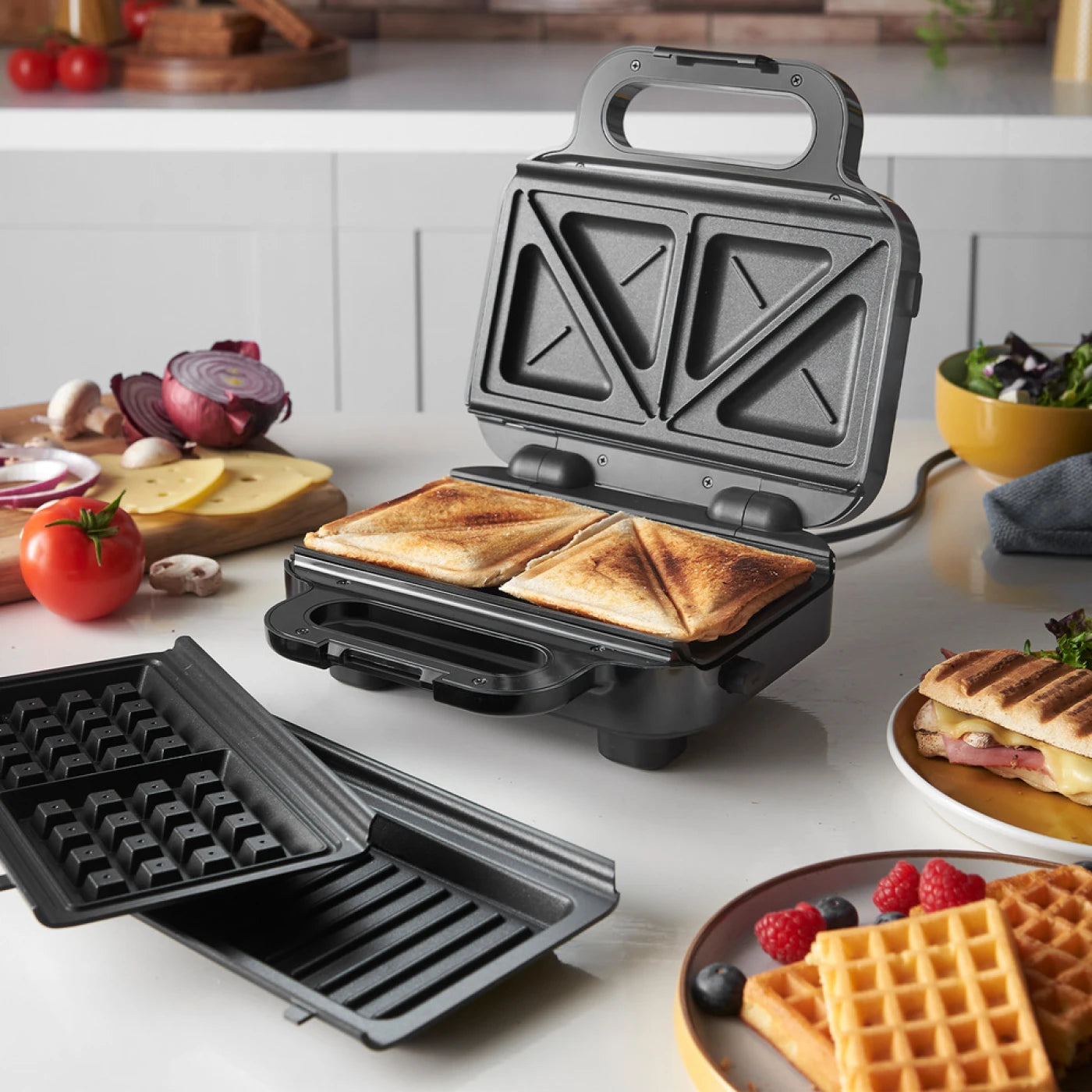 Russell Hobbs 3 in 1 Deep Fill Sandwich, Panini & Waffle, Non Stick, Compact, Fast Heat Up, Multi Functional, Stylish - 26810