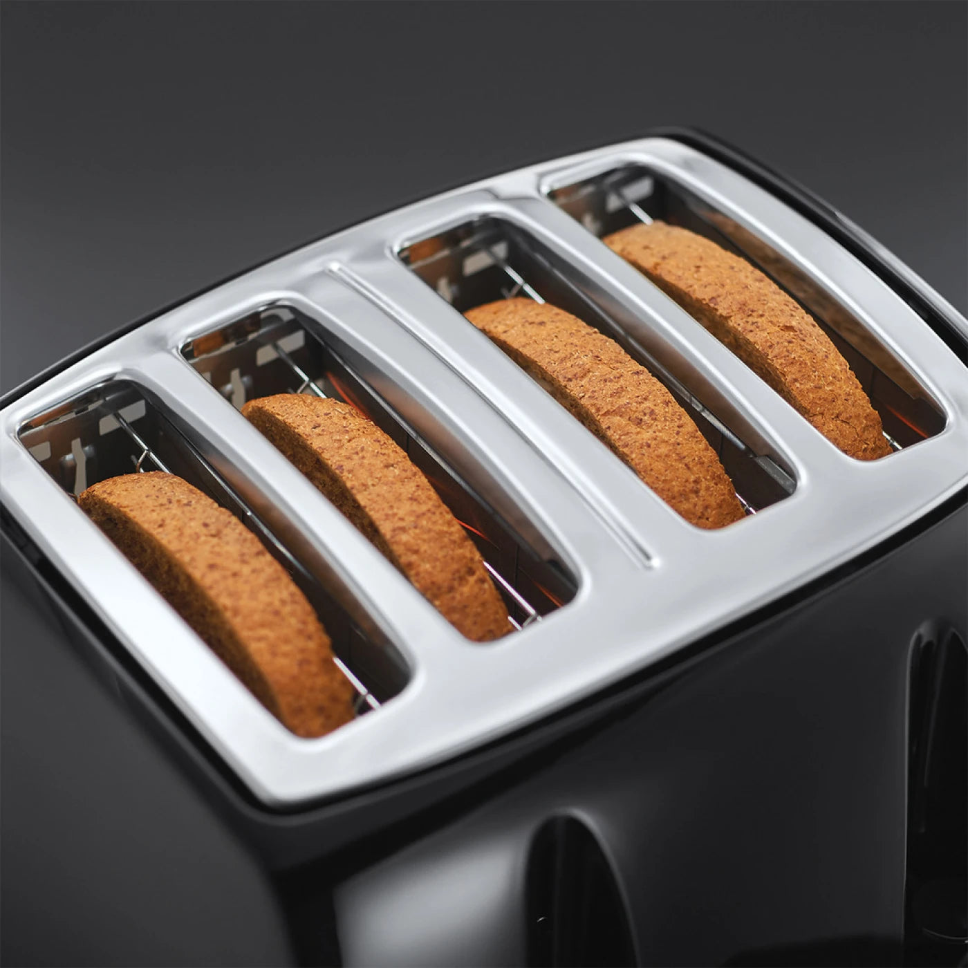 Russell Hobbs Textures 4 slice, Black, Adjustable, Stylish - 21651