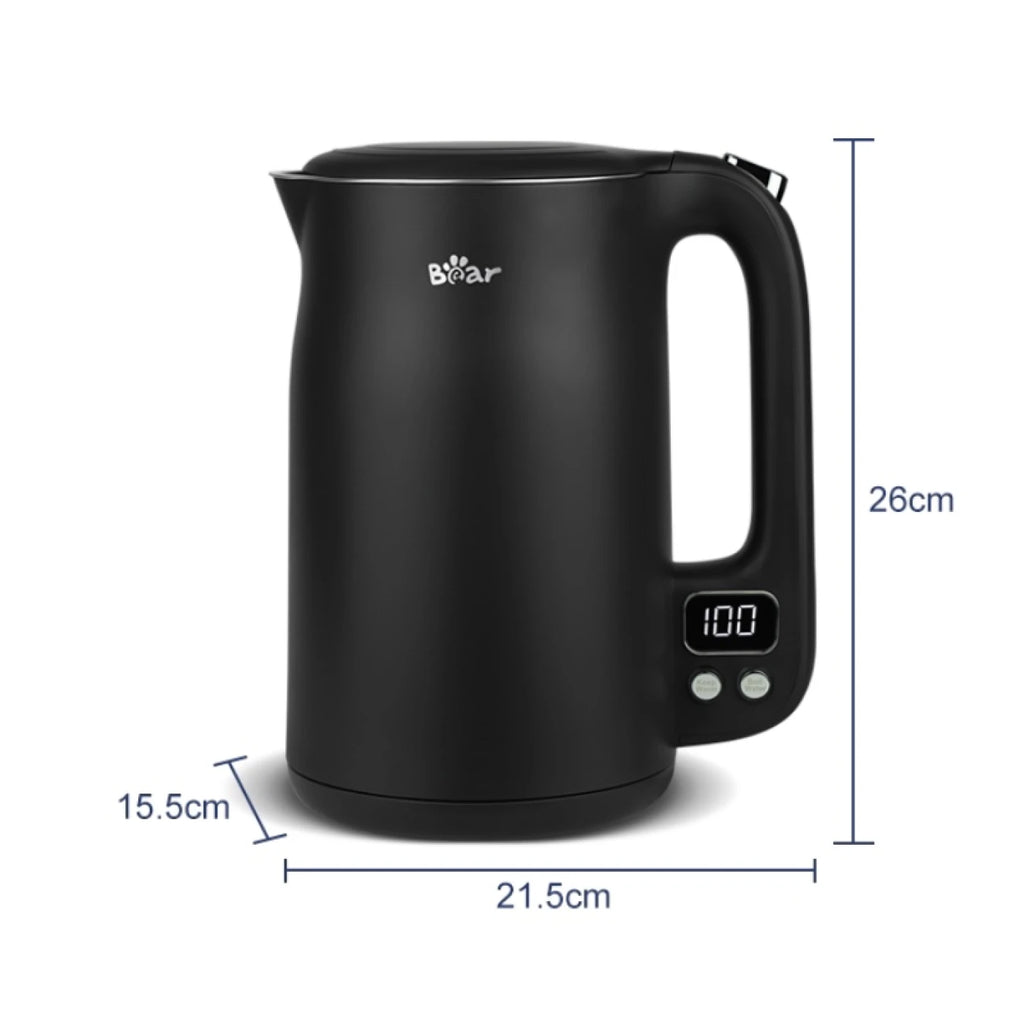 Bear 6 Temperature Settings with 1.7 L Stainless Steel Kettle, 1800-2200 W, Microprocessor Touch Panel, BPA-Free,