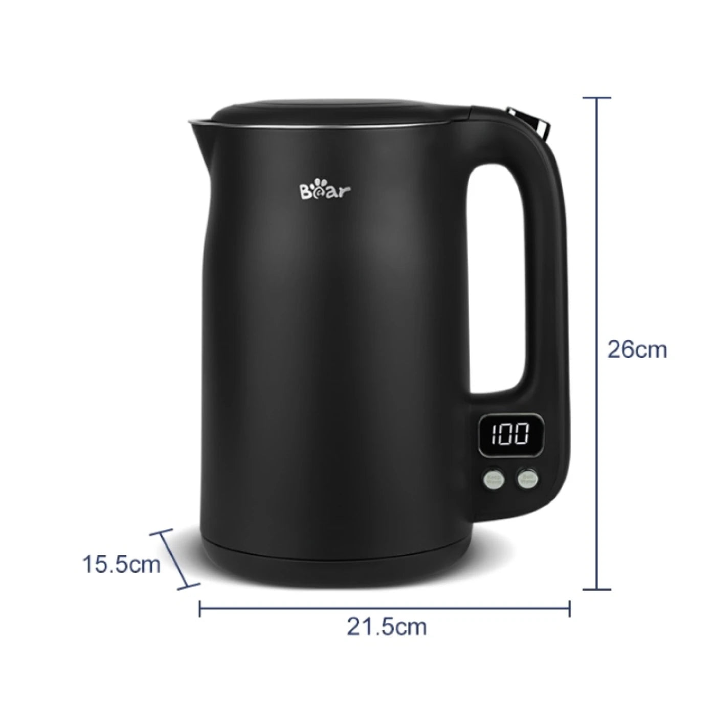 Bear 6 Temperature Settings with 1.7 L Stainless Steel Kettle, 1800-2200 W, Microprocessor Touch Panel, BPA-Free,