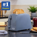 Russell Hobbs Textures 2 slice, Grey, Non Stick, Adjustable