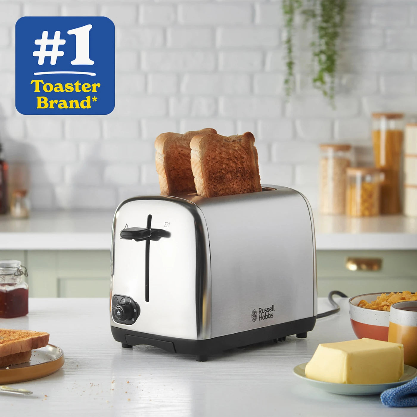 Russell Hobbs Classics 2 slice - Brushed/Polished, Fast Heat Up, Stylish - 24080