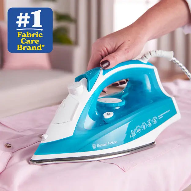 Russell Hobbs Supremesteam 2400,SS,40/110,2m, Blue, Non Stick, Fast Heat Up, Stylish - 23061