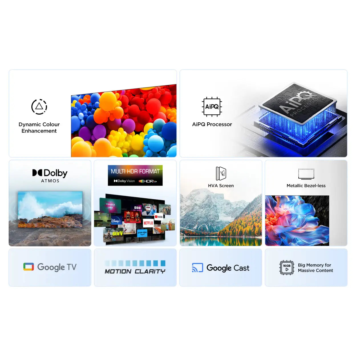 TCL 65V6C 65” Direct LED TV, 4K HDR TV, Smart TV Powered by Google TV (Dolby Vision & Atmos, Motion clarity, compatible with Google Assistant & Alexa)