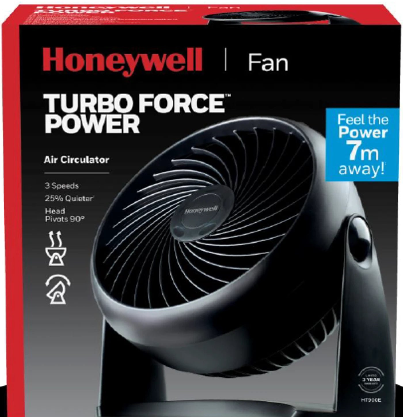 Honeywell Turbo Force Power Fan, (Quiet Operation Cooling, 90° Variable Tilt, 3 Speed Settings, Wall Mount Feature, Table Fan)