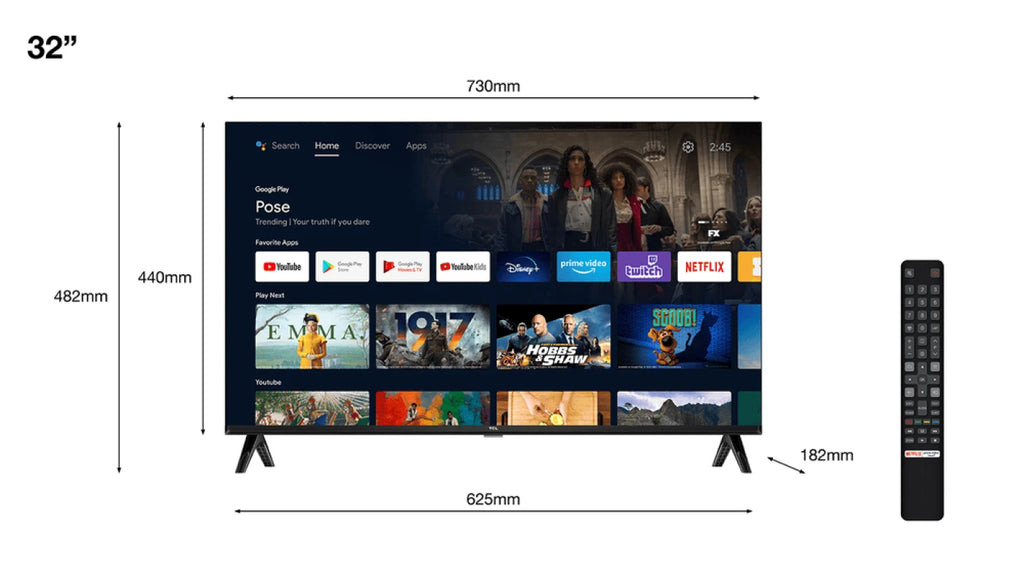 TCL 32S5400AFK 32” Television, FHD, Fire TV (Smart TV with Dolby Audio & DTS, Press & Ask Alexa)